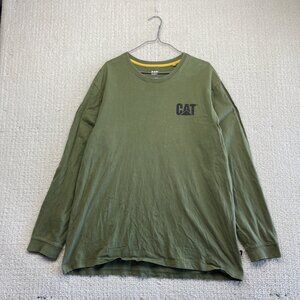 Caterpillar CAT Workwear Shirt Mens XL Military Olive Green Crew Long Sleeve